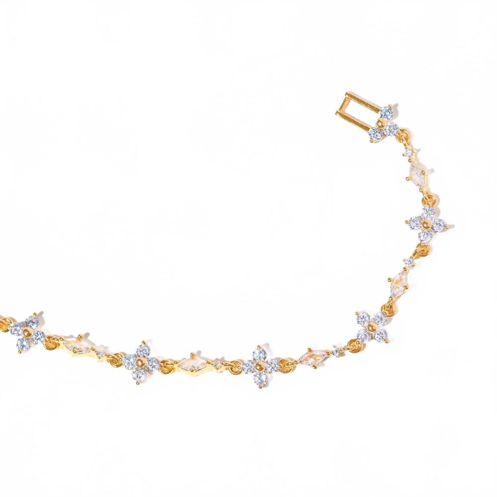 NEW GIRLS CREW kid's midnight sparkle endless floral chain bracelet in gold